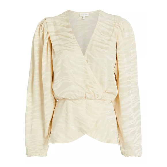 RONNY KOBO Zebra Jacquard Silk Wrap Top Blouse
Ivory NEW - Picture 4 of 7